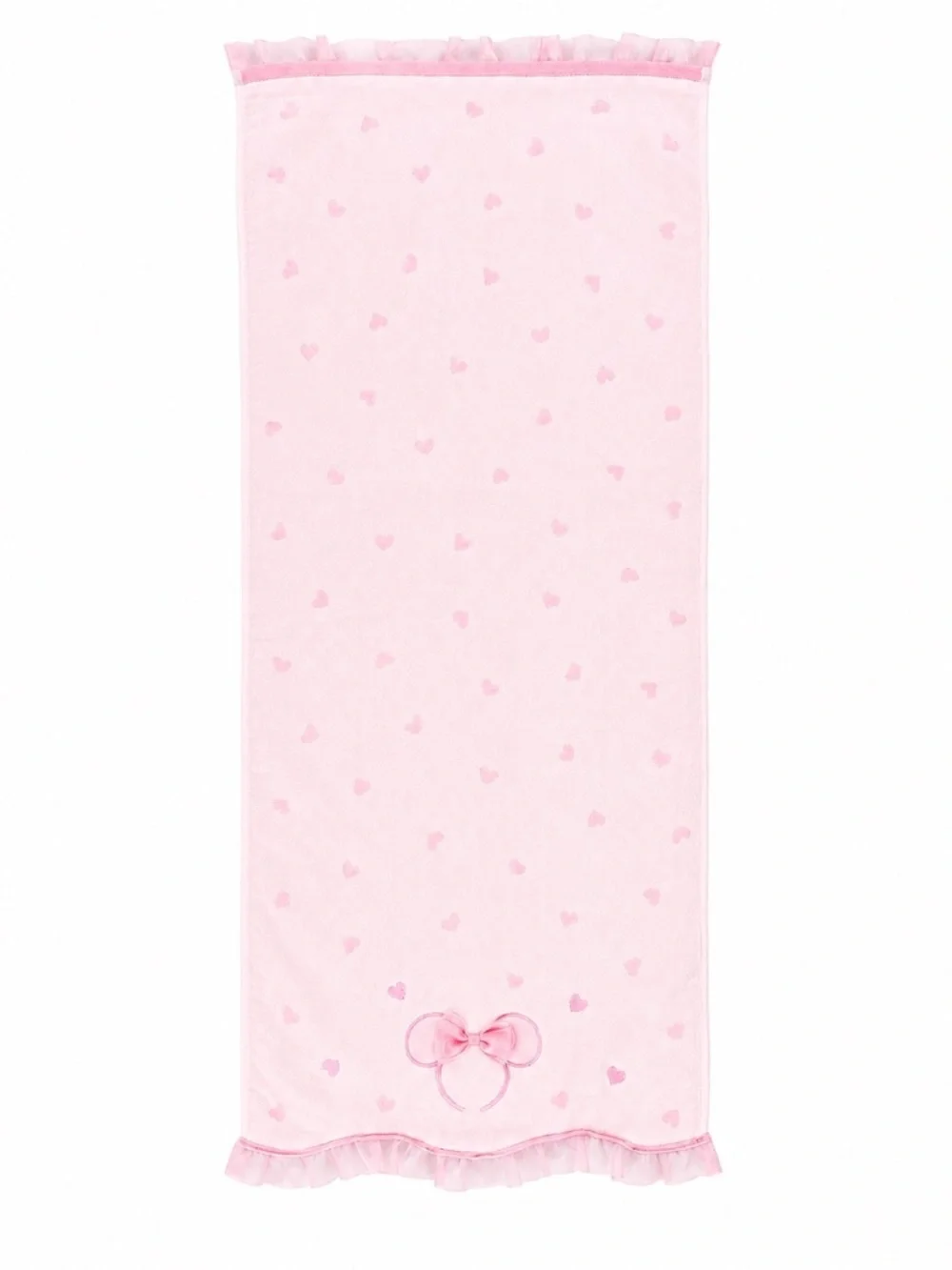 Tokyo Disney Resort Minnie Mouse Pink Heart Towel Scarf Ruffle Japan NWT